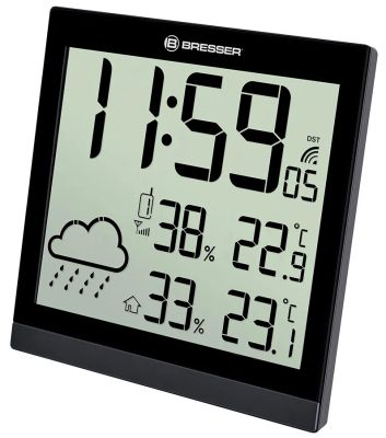 Meteostanice Bresser TemeoTrend JC LCD RC (nástěnné hodiny), černá