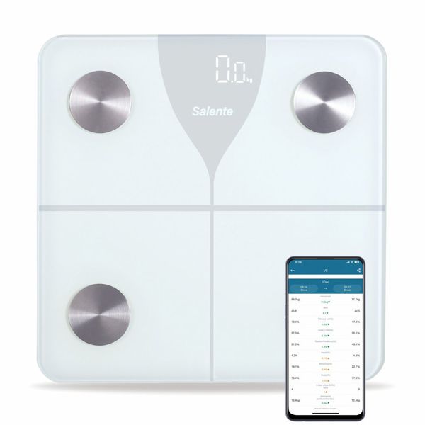 Salente SlimFit, chytrá osobní diagnostická fitness váha, Bluetooth, bílá