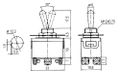 Prepínač páčkový 2pol./6pin ON-ON 250V/10A šroub.