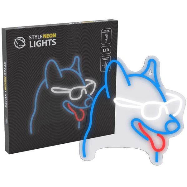 MANTA Pes v brýlích, LED Neon plexi dekorace
