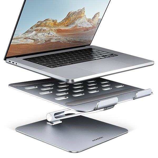AXAGON STND-LQ hliníkový HQ stojan na notebook 10"-17.3" nastavitelná výška a úhel, šedý