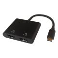 DELTACO Adaptér USB Type C/2x HDMI, černý