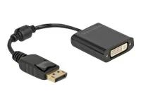Kabel adaptéru - DisplayPort (M) s jazýčkem do DVI-I (F) šroubovací - DisplayPort 1.1 - 15 cm - pasivní - černá