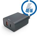 HAMA Rychlonabíječka, USB-C/A PD/QC 45W, č