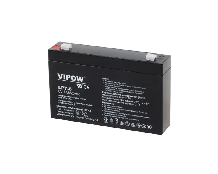 Baterie olověná 6V 7Ah VIPOW BAT0207