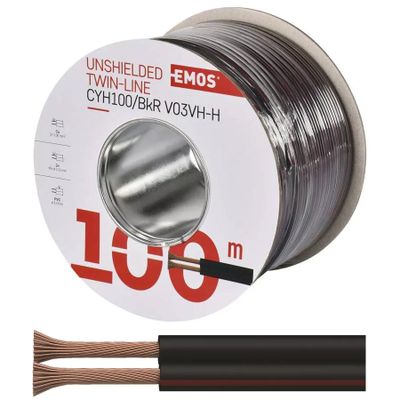 Dvojlinka nestíněná 2x1,0mm černo/červená EMOS S8280 100m