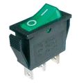 Přepínač kolébkový 2pol./3pin ON-OFF 250V/15A světle zelený