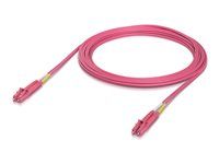 Patch kabel - LC/UPC multi-mode (M) do LC/UPC multi-mode (M) - 5 m - 2 mm - optické vlákno - duplex - OM4 - neobsahuje halogen, vnitřní - rùžová