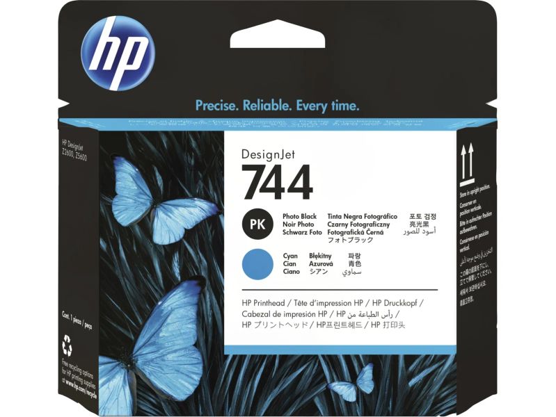 HP 744 Tisková hlava, černá a azurová, F9J86A