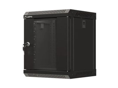 Lanberg racková skříň 10" pro montáž na stěnu 6u/300x300 (flat pack) s prosklenými dveřmi černá