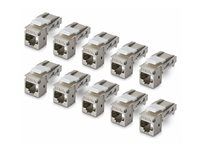 Konektor keystone - shielded, 90°, toolless - CAT 6a - STP - RJ-45 - stříbrná - kompatibilní s TAA (balení 10)