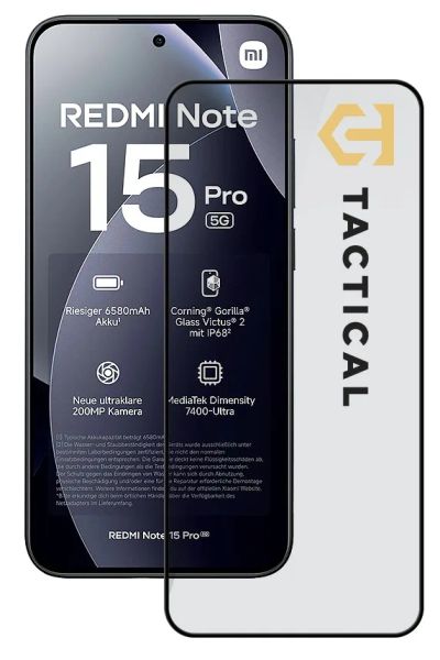 Tactical Glass Shield 5D sklo pro Xiaomi Redmi Note 15 Pro 5G Black