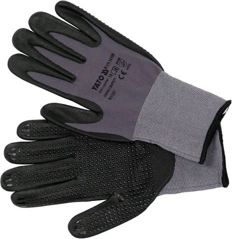 YATO Ochranné rukavice nylonu potažené pěnovým nitrilem s non -slip.