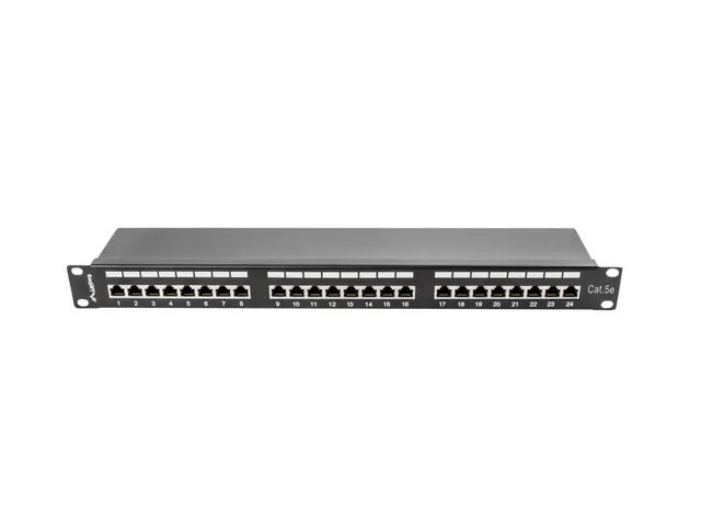 Lanberg patch panel 24 portů 1U 19" CAT.5E ftp stíněný černý