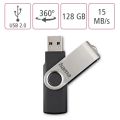 HAMA Rotate, USB klíčenka, 128GB, stříbrná/černá
