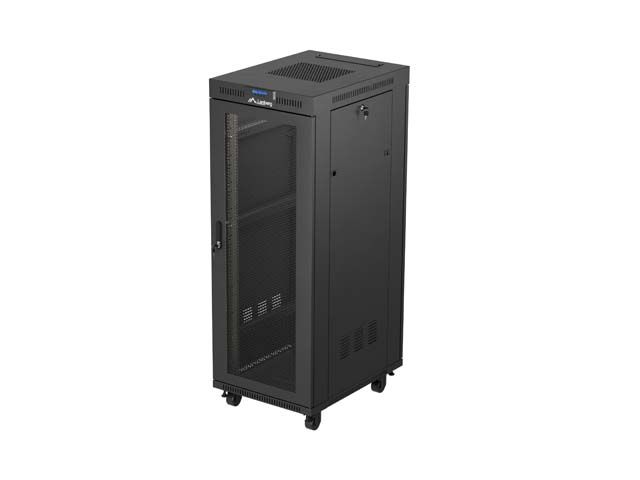 19" Volně stojící racková skříň 32U 600X800 černá lcd perforovaná dvířka lanberg (ploché balení)