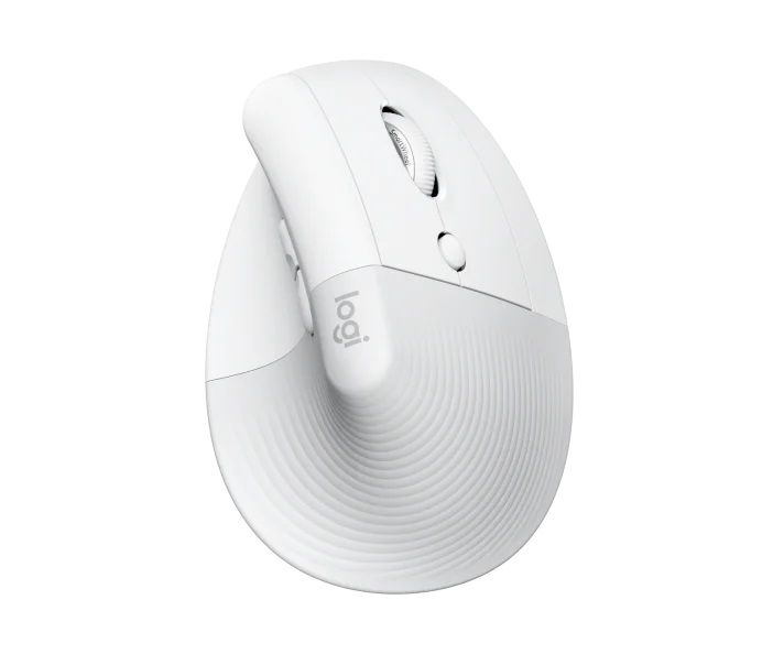 Logitech Lift/Vertikální/Optická/Pro praváky/4 000 DPI/USB+BT/Světle šedá