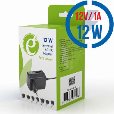 GEMBIRD EG-MC-008, Univerzální AC/DC adaptér 12W/1A