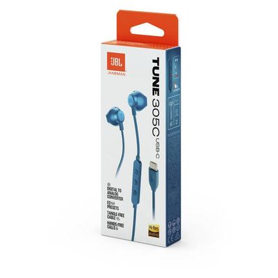 JBL Tune 305 USB-C, Sluchátka, modrá