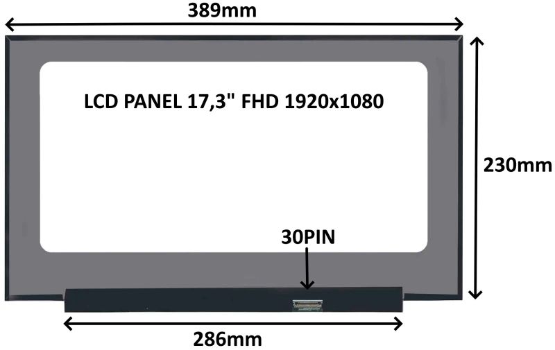 LCD PANEL 17,3" FHD 1920x1080 30PIN MATNÝ IPS / BEZ ÚCHYTŮ