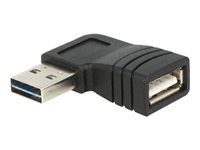 USB redukce (samčí-samičí) - USB (F) do USB (M) - konektor 90° - černá