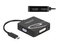 High Speed - video adaptér - jeden spoj - USB-C s piny (male) do 15 pin D-Sub (DB-15), DVI-I, HDMI, DisplayPort se zdířkami (female) - 10 cm - černá - podpora (DP) 4K60Hz (3840 x 2160), podpora 1080P 60 Hz (VGA), 1200p podporuje 60 Hz (DVI)