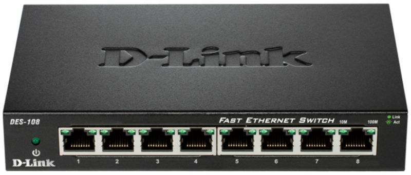 D-Link DES-108 kovový 8-port 10/100 Desktop Switch