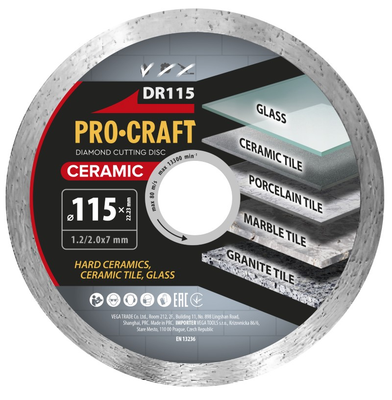Diamantový řezný kotouč 115 mm PROCRAFT DR115 Ceramic