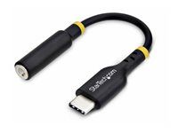 Adaptér USB-C/jack sluchátek - USB-C s piny (male) do 4 pólový mini jack se zdířkami (female) - 12.7 cm - černá
