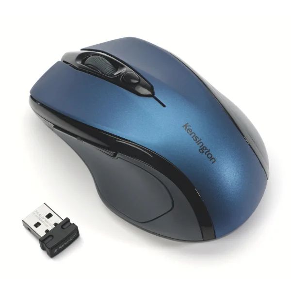 Kensington Pro Fit/Ergonomická/Optická/Pro praváky/1 600 DPI/Bezdrátová USB/Černá-modrá