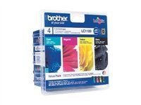 4-balíček - čierna, žltá, azúrová, purpurová - originálna - blistr s RF alarmom - atramentová cartridge - pre Brother DCP-185, 395, 585, 6690, J715, MFC-490, 5490, 790, 795, 990, J615; Justio MFC-5890