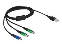 USB kabel - USB (pouze napájení) (M) do Micro-USB typ B (pouze napájení), USB-C (pouze napájení) (M) - 5 V - 3 A - 1 m - černá
