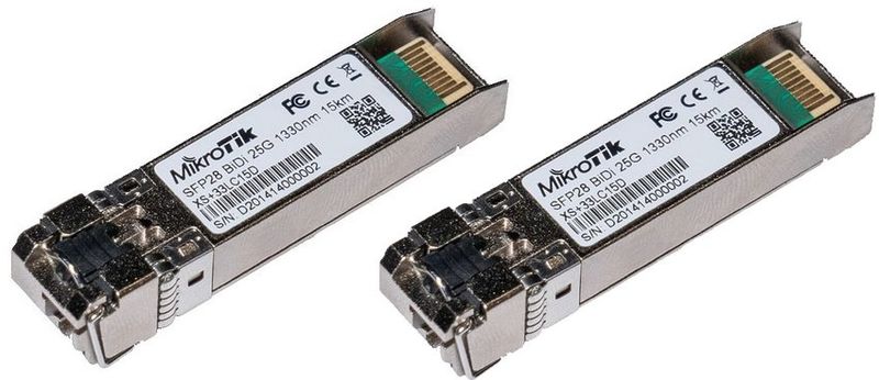MikroTik XS+2733LC15D, SM, 15km, 1/10/25G, 1270nm + 1330nm, pár modulů