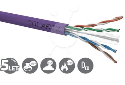 Instalační kabel Solarix CAT6 UTP LSOH Dca-s2,d2,a1 100m/box SXKD-6-UTP-LSOH