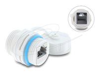 Delock - Sítový propojovací kabel - RJ-45 (F) do RJ-45 (F) - odstínený - CAT 6a - vnitrní/venkovní - bílá