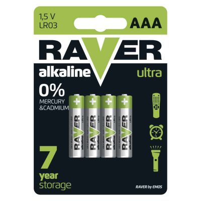 Baterie AAA (R03) alkalická RAVER 4ks