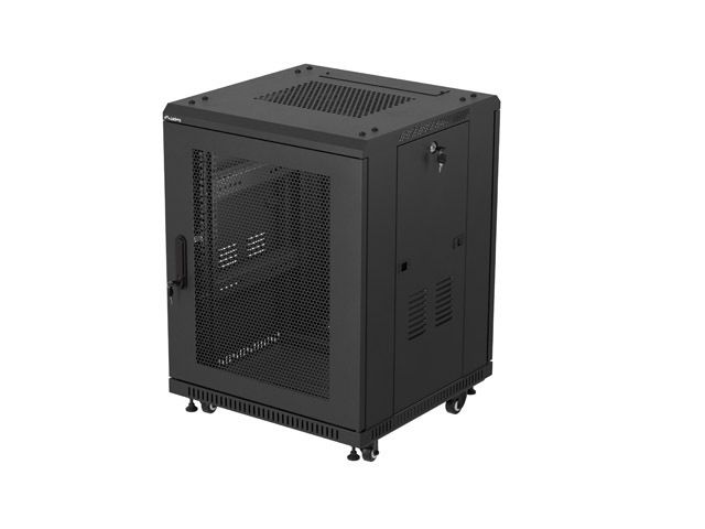 Instalační rozvaděč 19" 15U 600X600 černé perforované dveře lanberg (ploché balení)