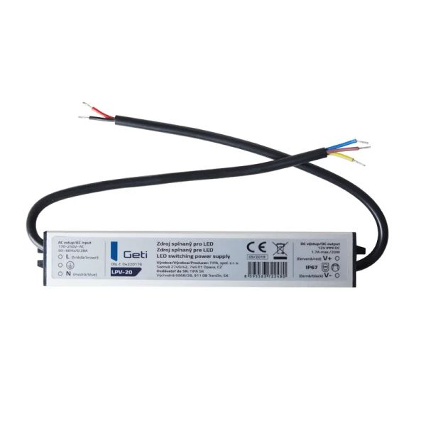 Spínaný zdroj pro LED 12V/ 20W GETI LPV-20