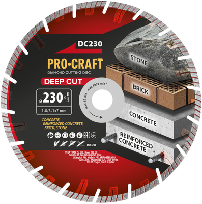 Diamantový řezný kotouč 230 mm PROCRAFT DC230 Deep Cut