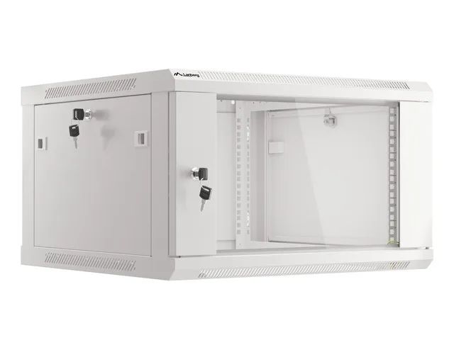 Lanberg 19" racková skříň pro montáž na stěnu 6u/600x600 (flat pack) s prosklenými dveřmi šedá V2