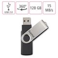 HAMA Rotate, USB klíčenka, 128GB, stříbrná/černá