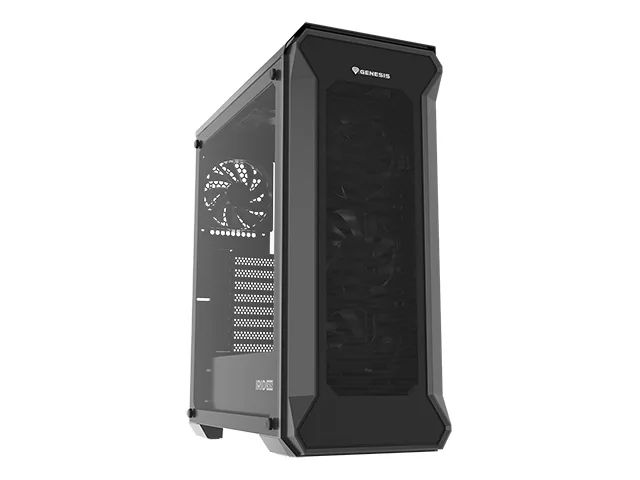Počítačová skříň Genesis IRID 505F/Midi Tower/Transpar./Černá
