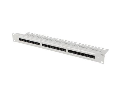Lanberg patch panel 24 portů 1U 19" CAT.6 utp s policí šedý