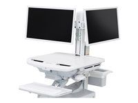 Upevňovací komponent (motor zdvihu, oblouk se závěsem, 2 adaptéry VESA, materiál pro správu kabeláže) - vedle sebe - pro 2 LCD displeje - sada duálního monitoru - bílá - velikost obrazovky: až 24" - lze připevnit na vozík