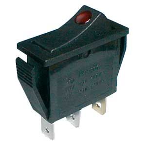 Přepínač kolébkový 2pol./3pin ON-OFF 250V/15A prosvětlený bod R