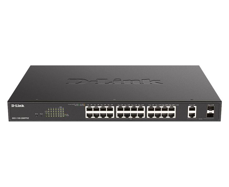 D-Link DGS-1100-26MPV2/E26-Port PoE+ Gigabit Smart Man. Switch, 370W