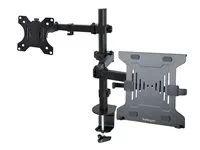 Startech Monitor Arm with VESA Laptop Tray, For a Laptop (4.5kg / 9.9lb) and a Single Display up to 32" (8kg / 17.6lb), Black, Adjustable Desk Laptop Arm Mount, C-clamp/Grommet Mount - VESA Monitor Mount (A2-LAPTOP-DESK-MOUNT) - Montážní sada (žerd, zásuvka pro notebook, alarm monitoru, rameno prihrádky na notebook) - pro monitor / notebook - plast, ocel - cerná - velikost obrazovky: 13"-34" - na stul