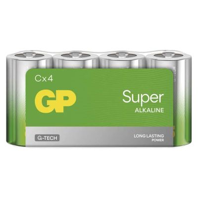 Baterie C (R14) alkalická GP Super 4 ks / shrink