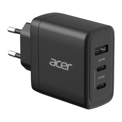 Acer GAN 70W PD nabíjačka, 2xUSB-C, 1xUSB-A čierna