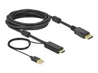 Kabel video/audio - HDMI, USB (pouze napájení) s piny (male) do DisplayPort s piny (male) - 5 m - trojnásobně stíněný - černá - podporuje 4K